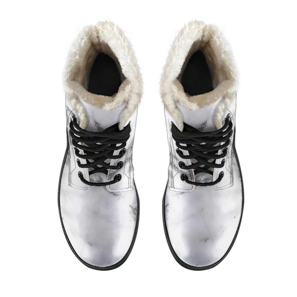 Marble Print Faux Fur Leather Boots: Embrace the Hippie Style - 4