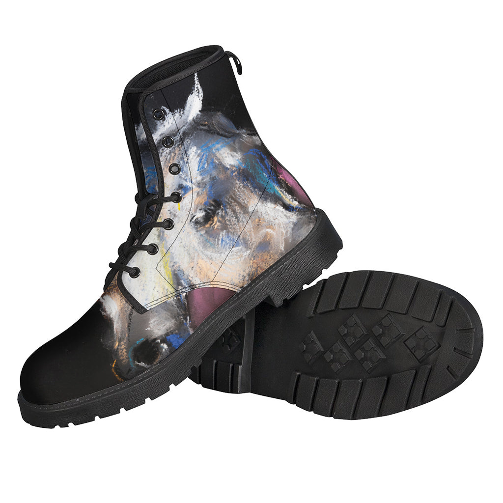 White Horse Portrait Leather Boots - Embrace Your Inner Hippie - 2