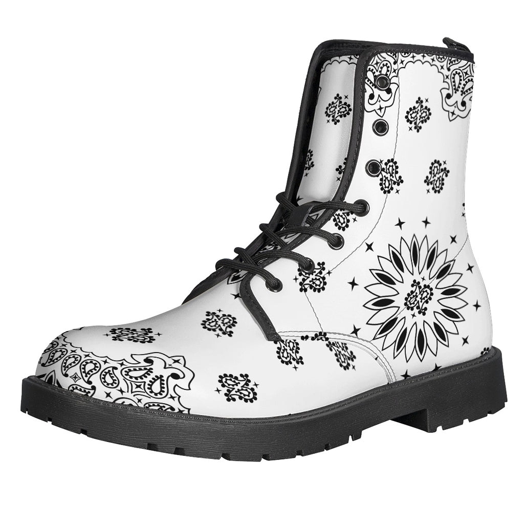 Groovy Paisley Bandana Print Leather Boots for the Modern Hippie - 1