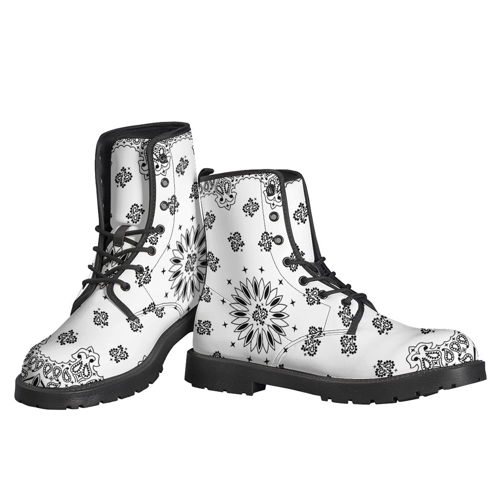 Groovy Paisley Bandana Print Leather Boots for the Modern Hippie - 3