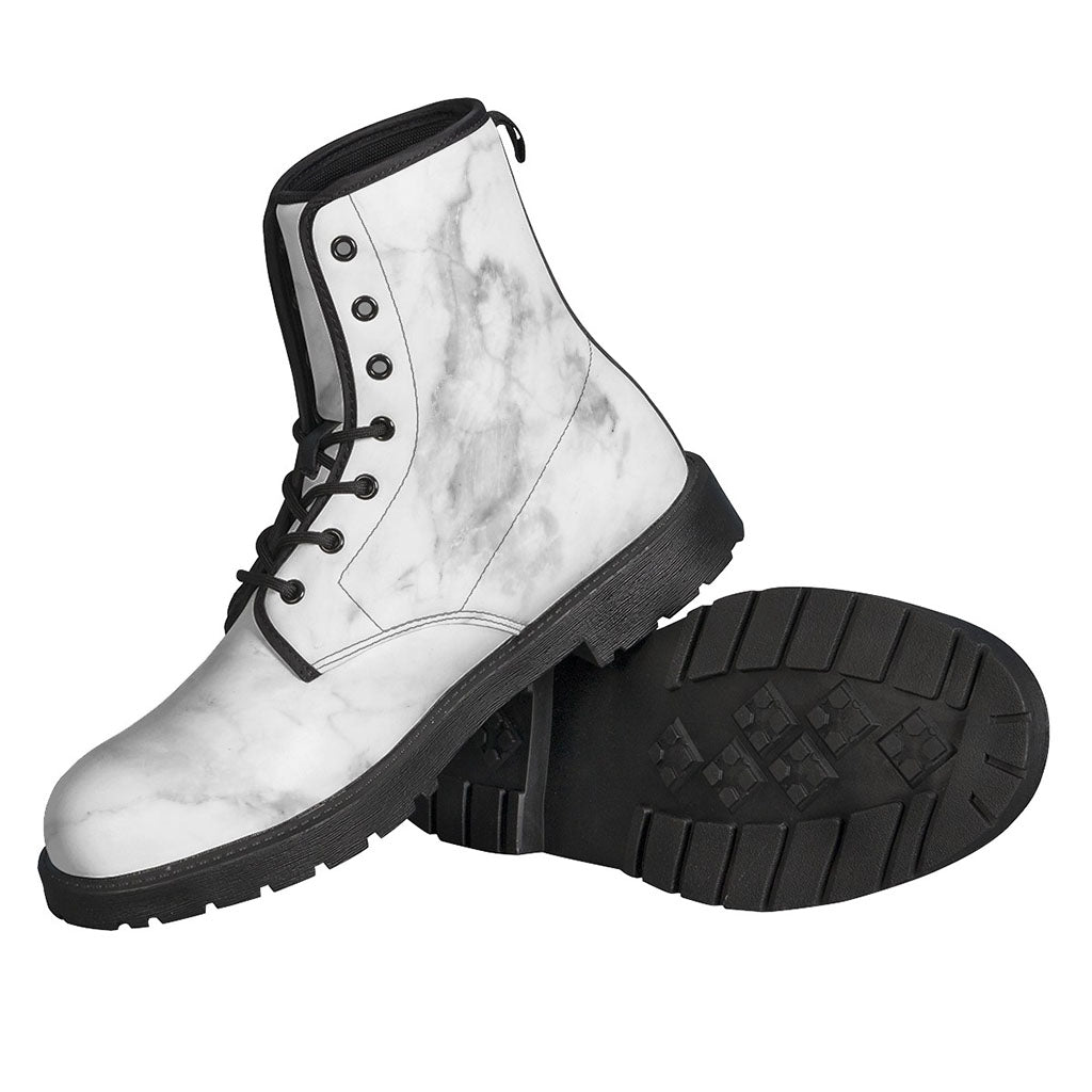 White Smoke Marble Print Leather Boots: A Hippie's Dream - 2