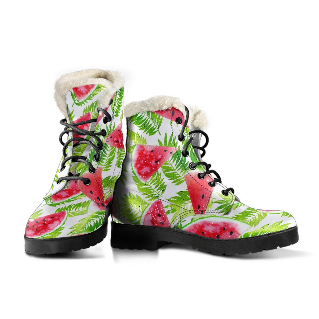 Groovy White Summer Watermelon Faux Fur Leather Boots - 3