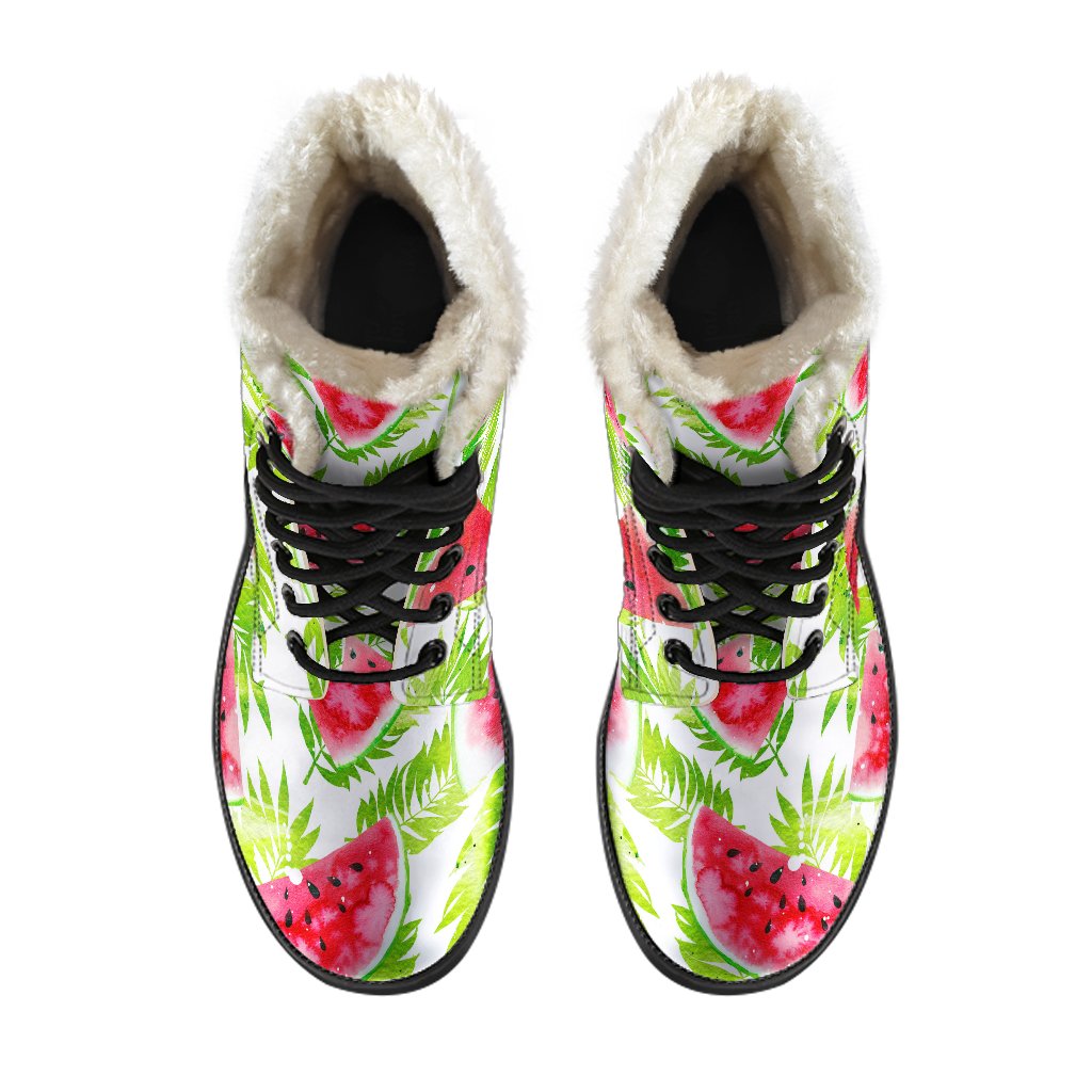 Groovy White Summer Watermelon Faux Fur Leather Boots - 4