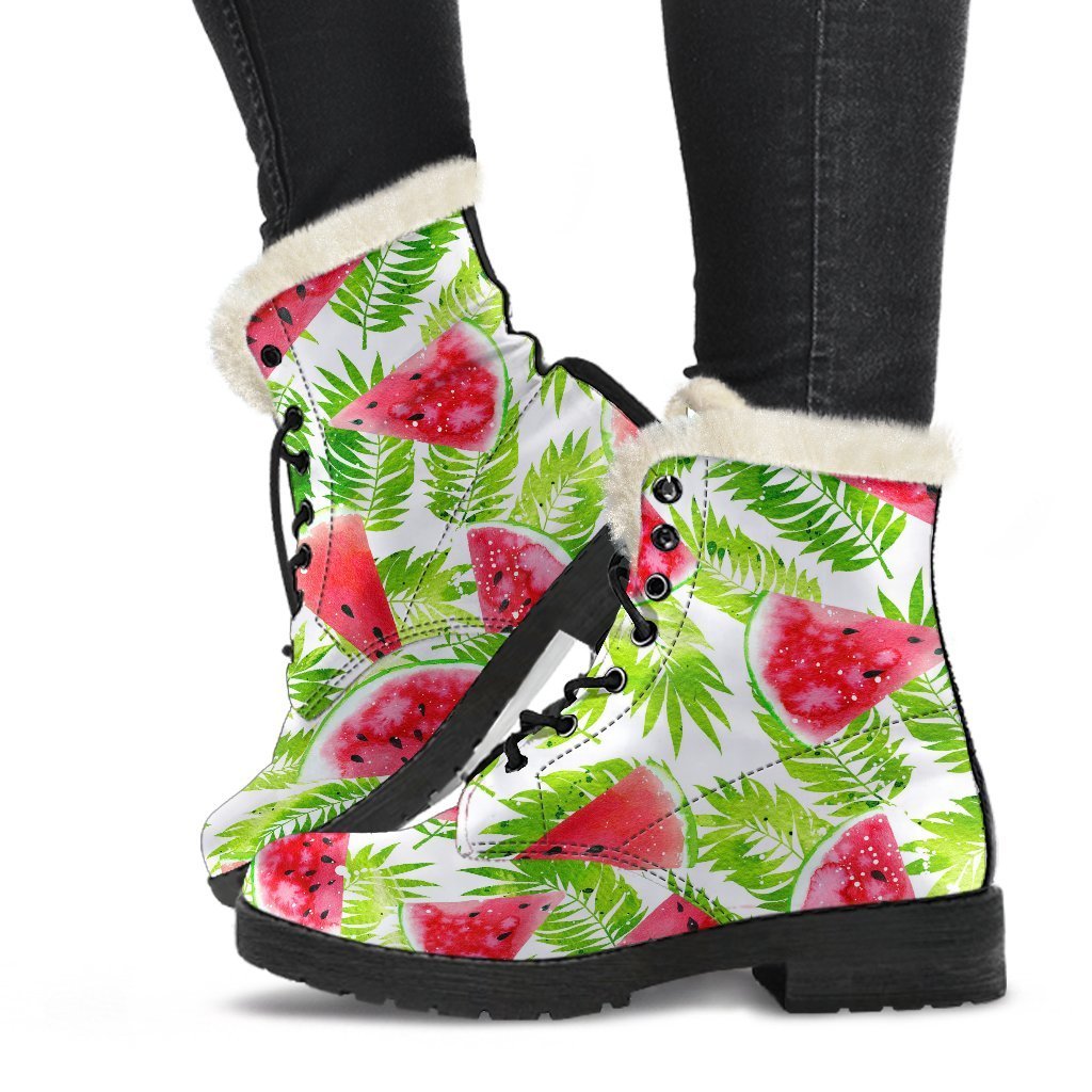 Groovy White Summer Watermelon Faux Fur Leather Boots - 1