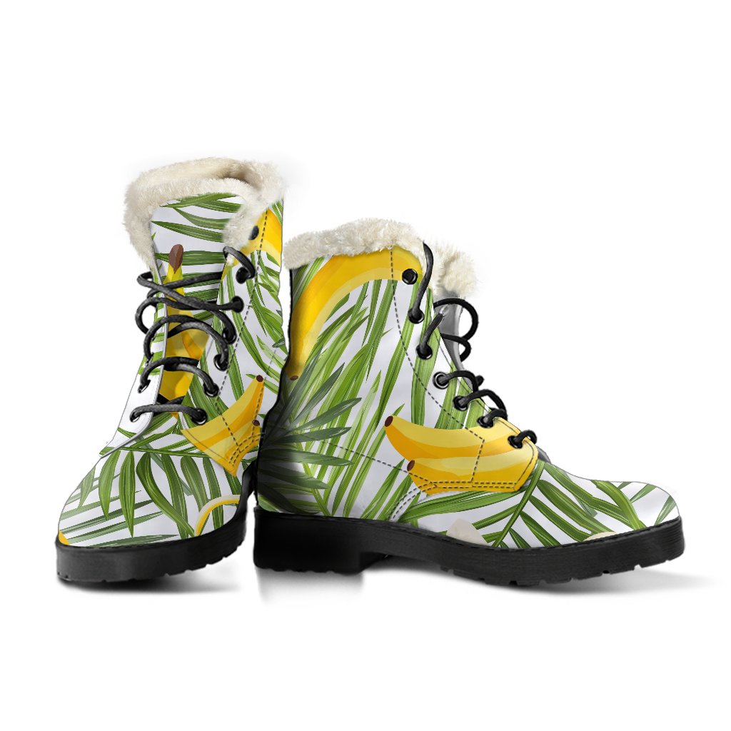 Groovy Green Tropical Hippie Faux Fur Leather Boots - 3