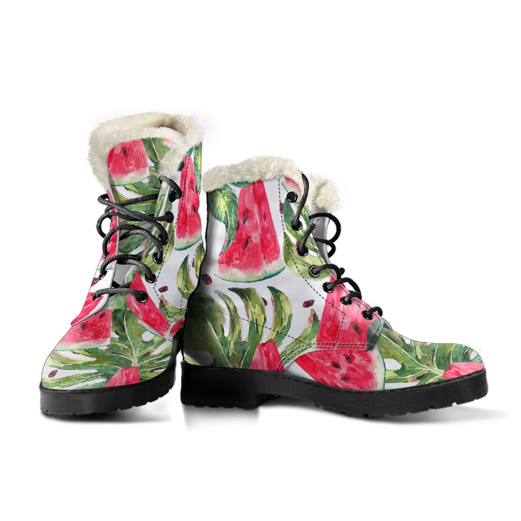 Get Groovy in White Tropical Watermelon Faux Fur Leather Boots - 3