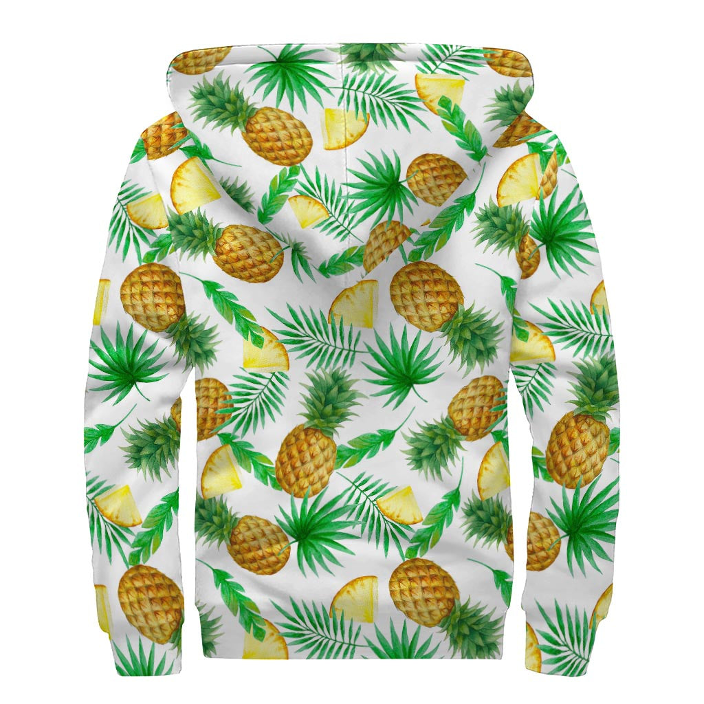 White Watercolor Pineapple Sherpa Hoodie: Embrace the Hippie Vibe - 2