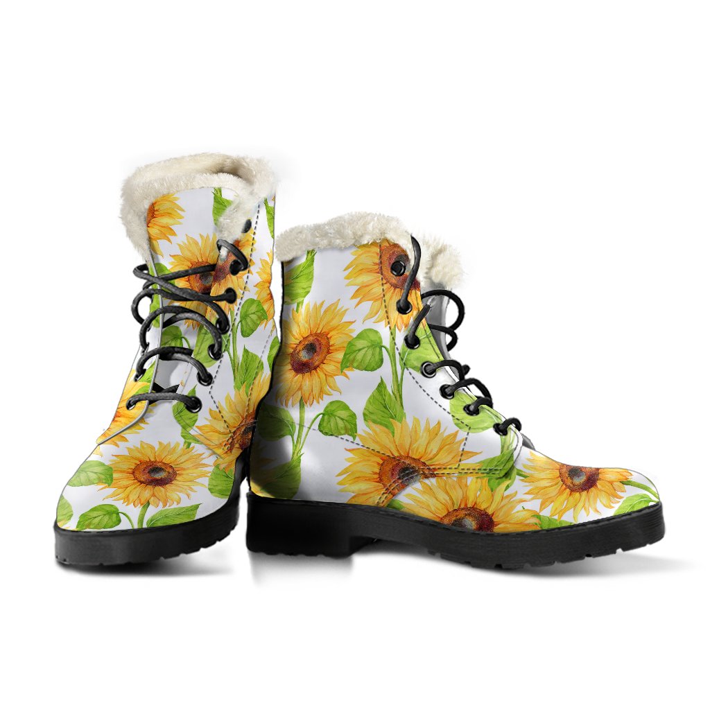 Sunflower Power Faux Fur Leather Boots for Boho Babes - 3