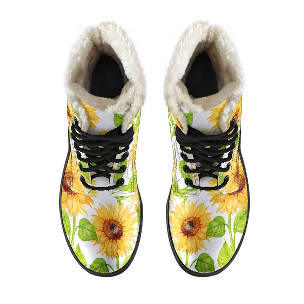 Sunflower Power Faux Fur Leather Boots for Boho Babes - 4