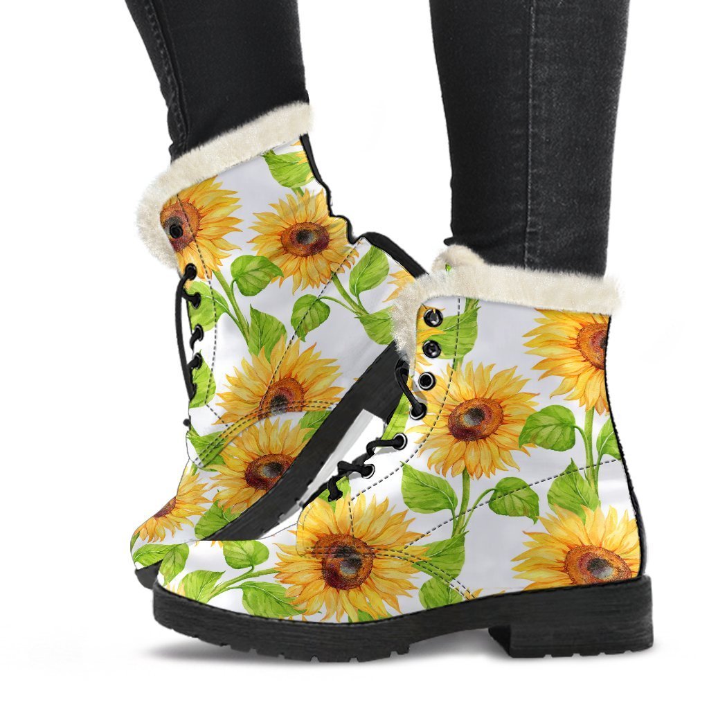 Sunflower Power Faux Fur Leather Boots for Boho Babes - 1