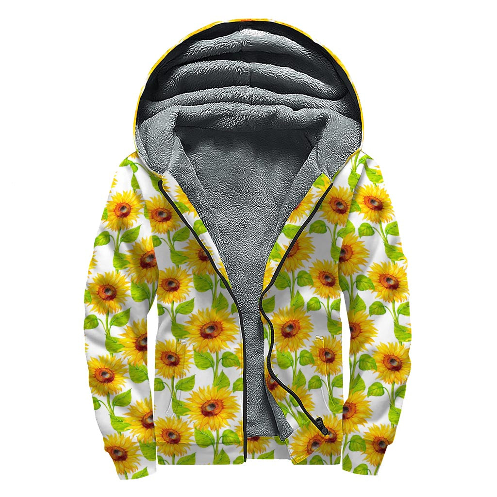 Sunflower Power: Sherpa-Lined Zip Up Hoodie for Groovy Hippies - 1