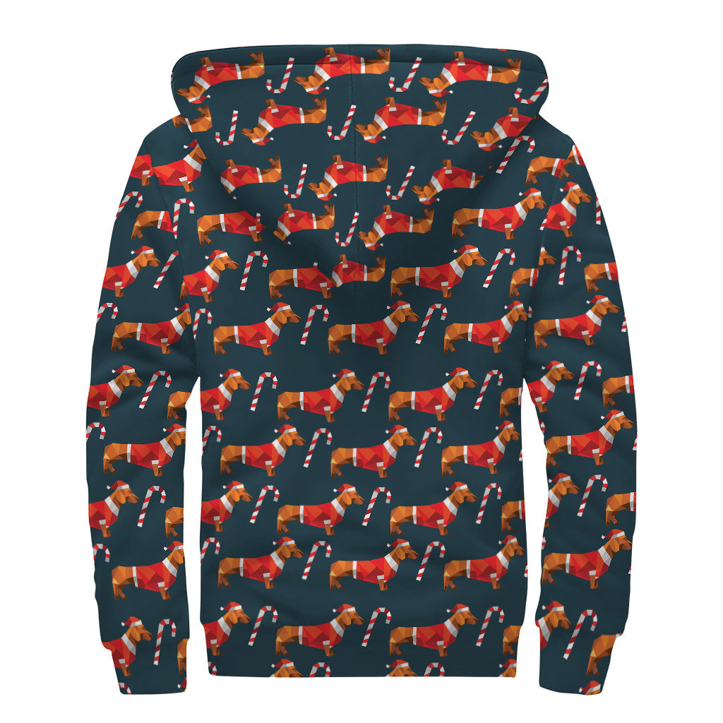 Groovy Dachshund Pattern Sherpa Lined Zip Up Hoodie for Hippies - 2