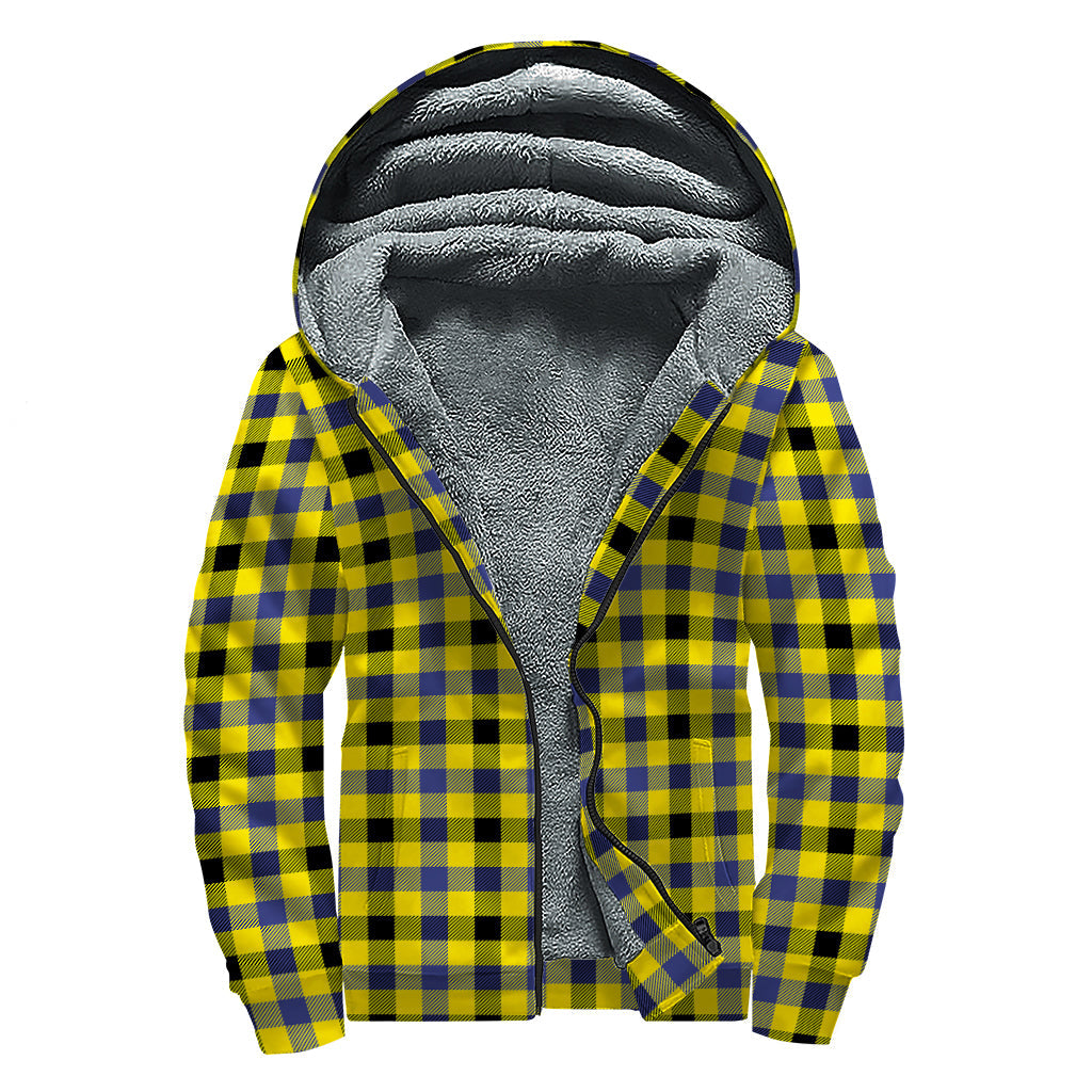 Groovy Plaid Print Sherpa Lined Zip Up Hoodie for Hippie Vibes - 1