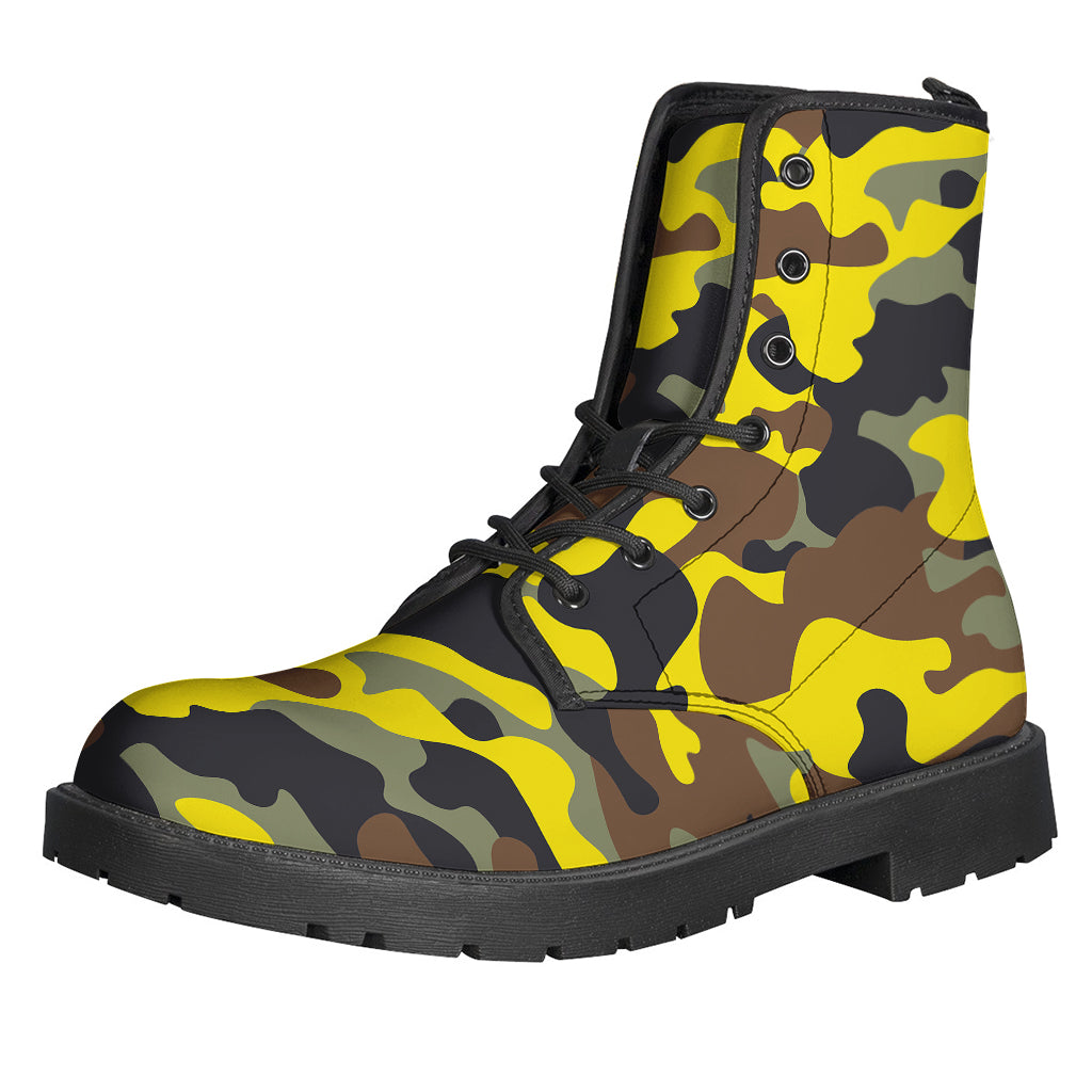 Groovy Camouflage Print Leather Lightweight Boots for Free-Spirited Hippies - 1