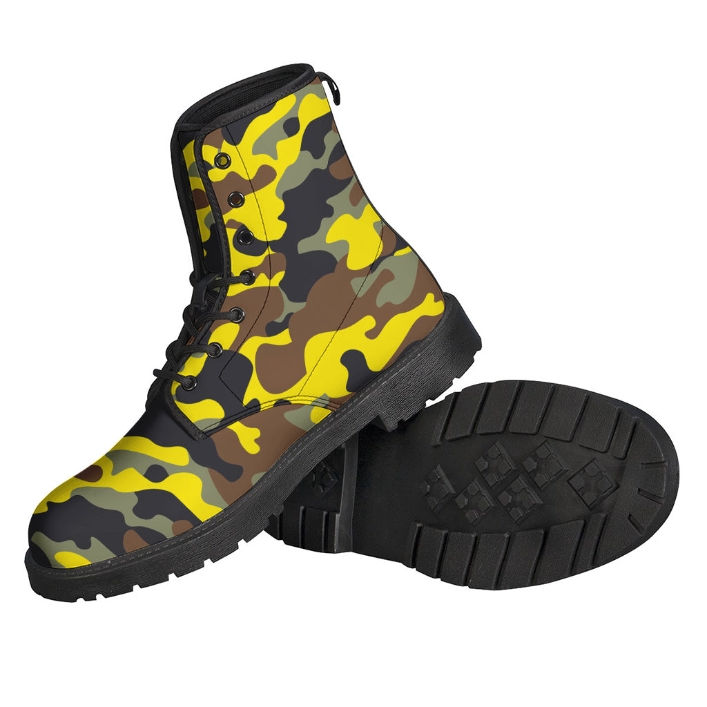 Groovy Camouflage Print Leather Lightweight Boots for Free-Spirited Hippies - 2