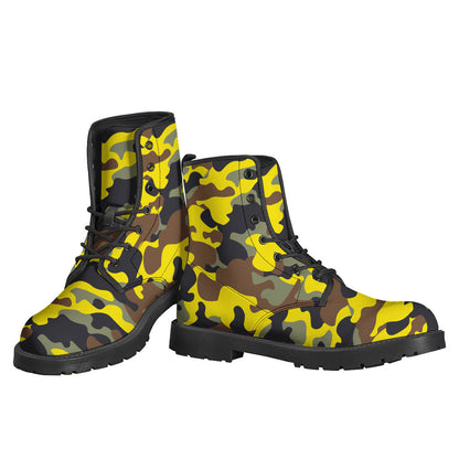 Groovy Camouflage Print Leather Lightweight Boots for Free-Spirited Hippies - 3