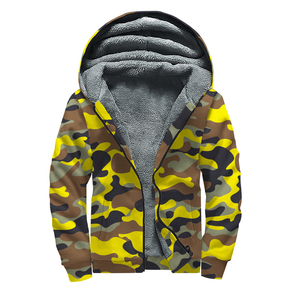 Groovy Camouflage Sherpa Lined Zip-Up Hoodie for Hip Hippies - 1