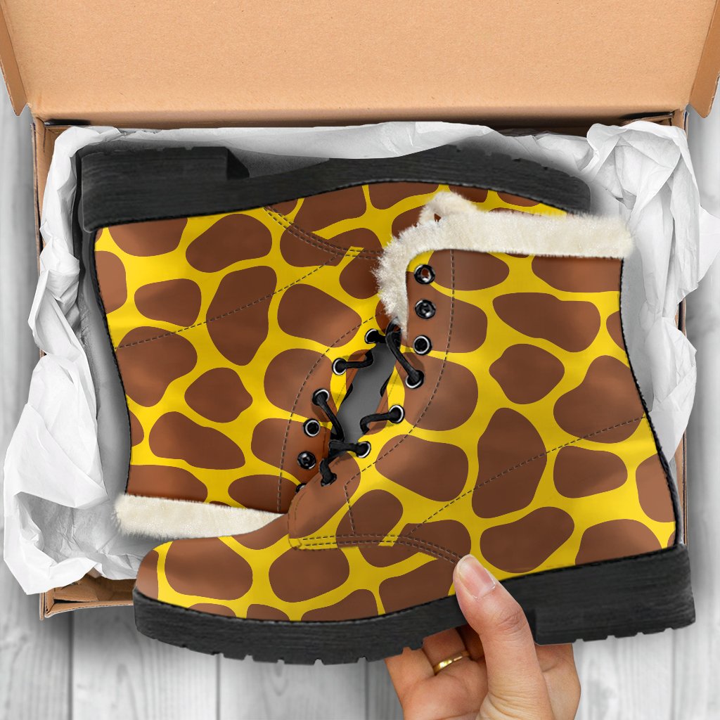 Groovy Giraffe Print Faux Fur Leather Boots for the Free-Spirited Hippie - 5