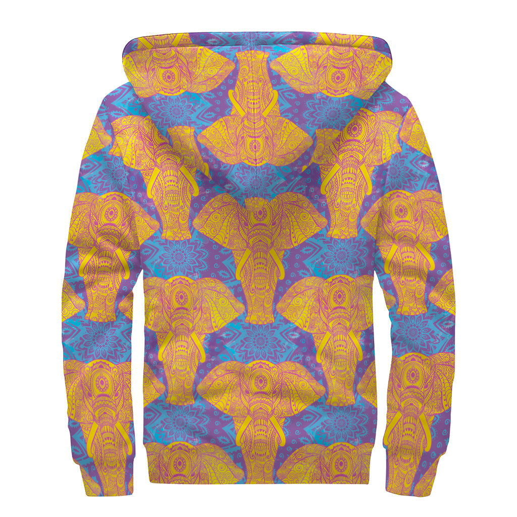 Yellow Mandala Elephant Sherpa Zip Up: Embrace Your Inner Hippie - 2