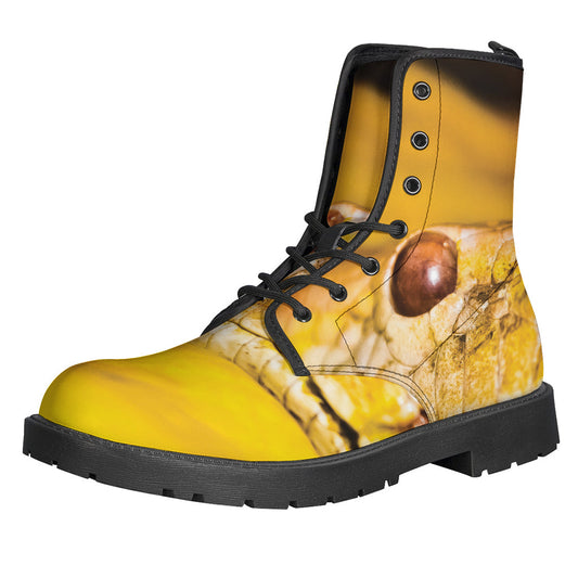 Yellow Python Snake Print Leather Boots: The Ultimate Hippie Footwear - 1