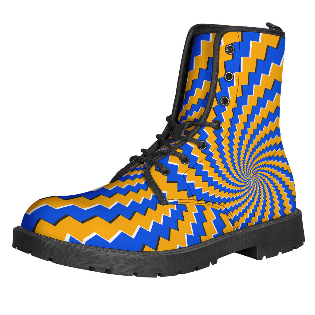 Step Out in Style with the Yellow Spiral Moving Optical Illusion Leather Boots - 1