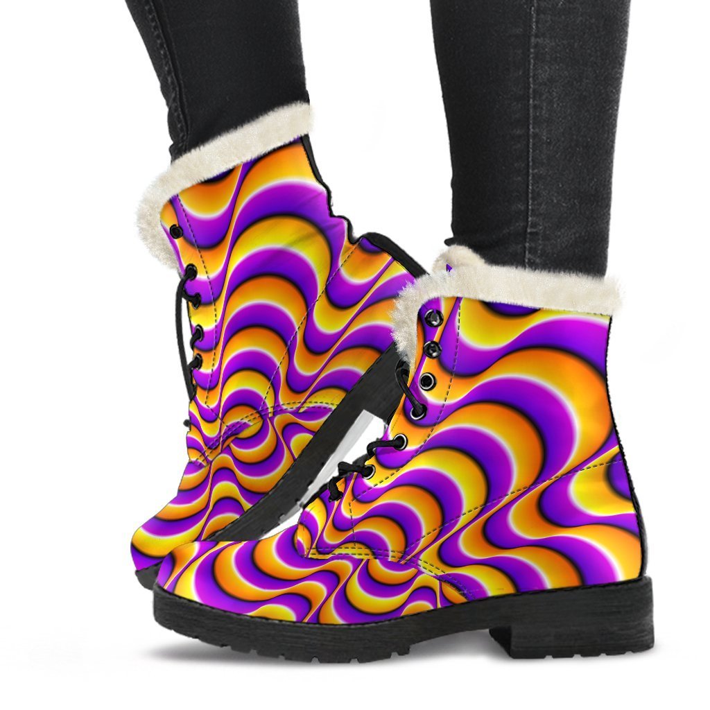 Groovy Yellow Splashing Moving Optical Illusion Hippie Boots - 1