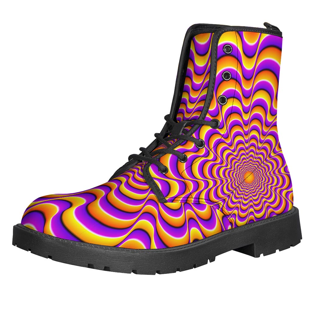 Yellow Splashing Moving Optical Illusion Leather Lightweight Boots for Groovy Hippies - 1