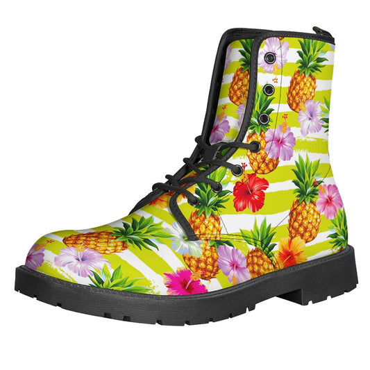 Sunny Striped Pineapple Leather Boots for the Groovy Hippie Soul - 1