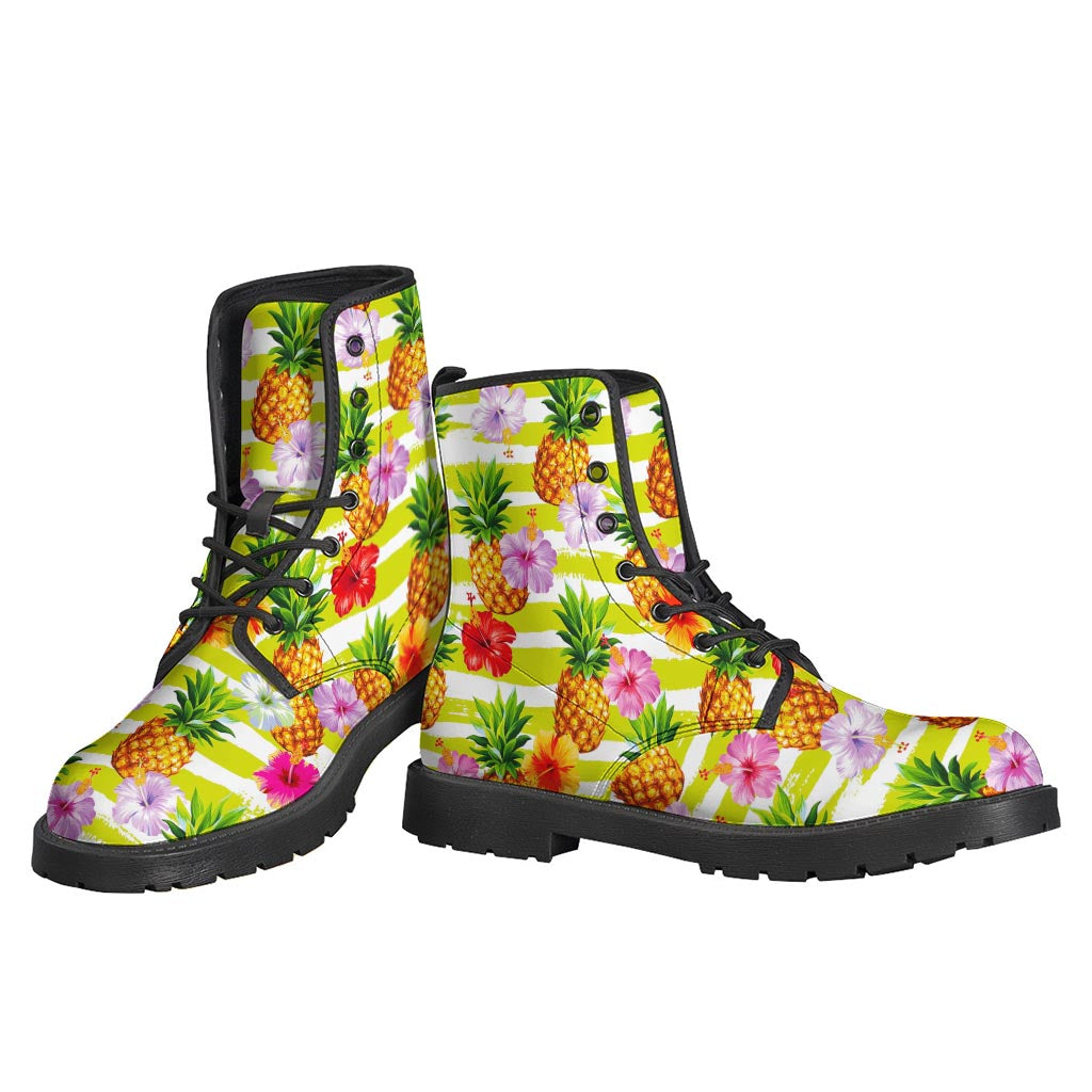 Sunny Striped Pineapple Leather Boots for the Groovy Hippie Soul - 3