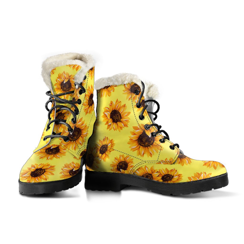 Sunflower Soul: Faux Fur Leather Boots for the Boho Chic Hippie - 3