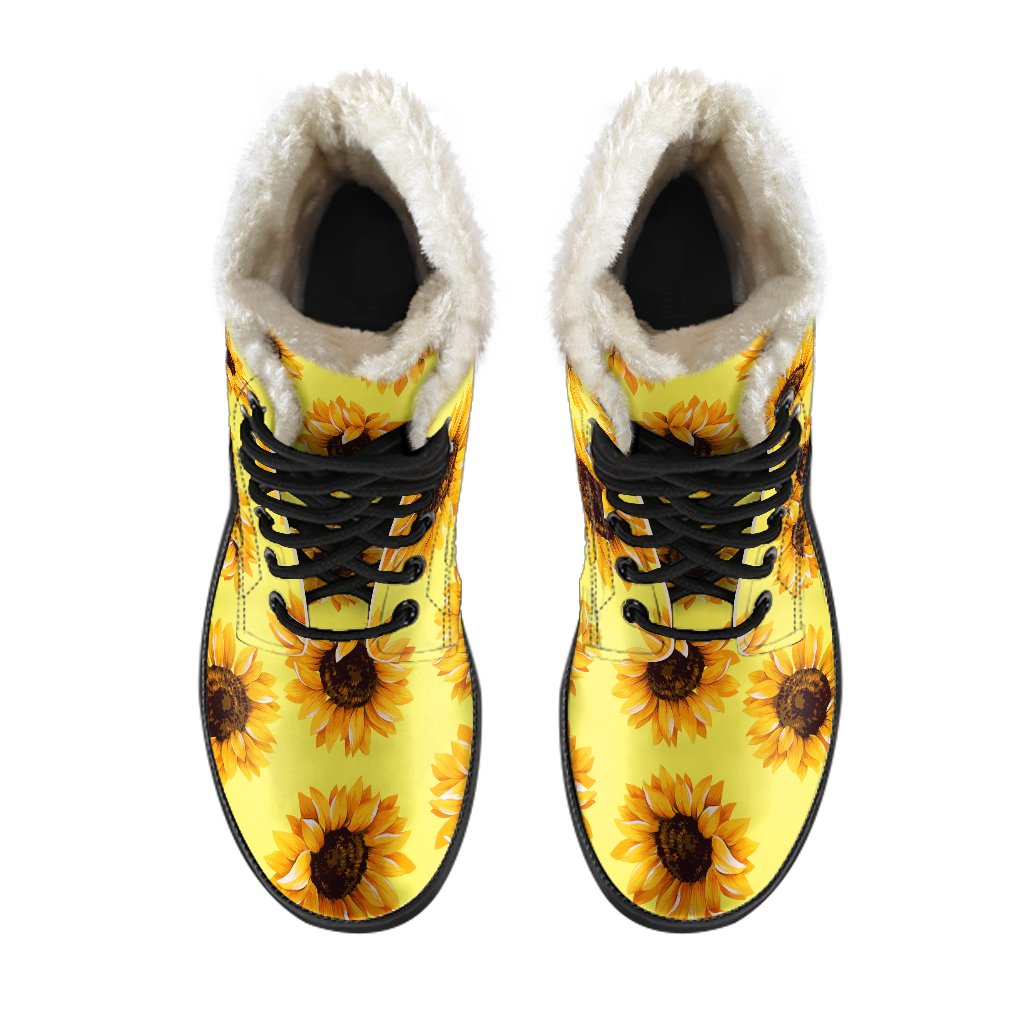 Sunflower Soul: Faux Fur Leather Boots for the Boho Chic Hippie - 4