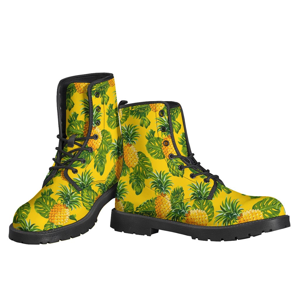 Sunny Vibes: Tropical Pineapple Leather Lightweight Boots for Hippies - 3