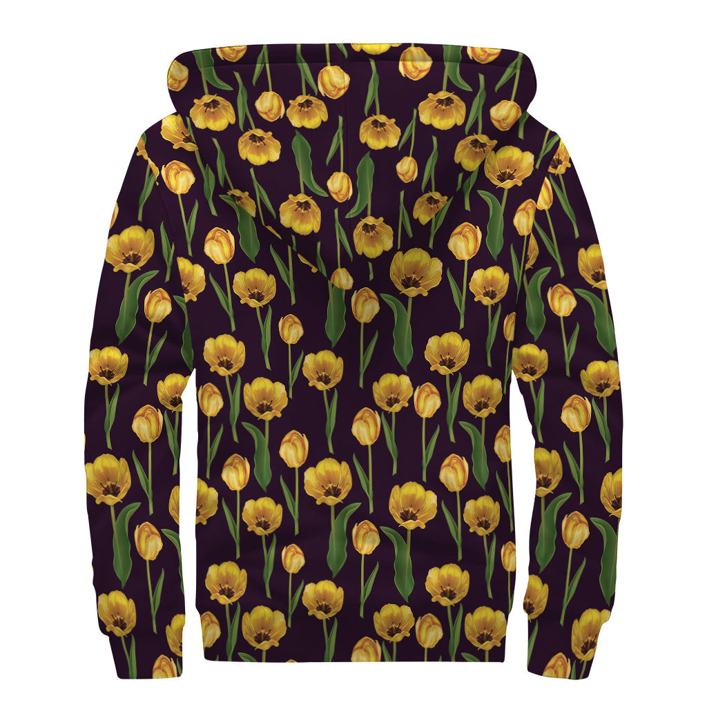 Yellow Tulip Dream: Sherpa Lined Zip Up Hoodie for Free-Spirited Hippies - 2