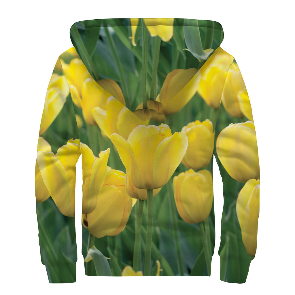 Yellow Tulip Bliss: Hippies Sherpa Lined Zip Up Hoodie - 2