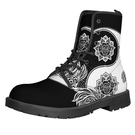 Yin and Yang Koi Carp Leather Boots: The Ultimate Hippie Footwear - 1