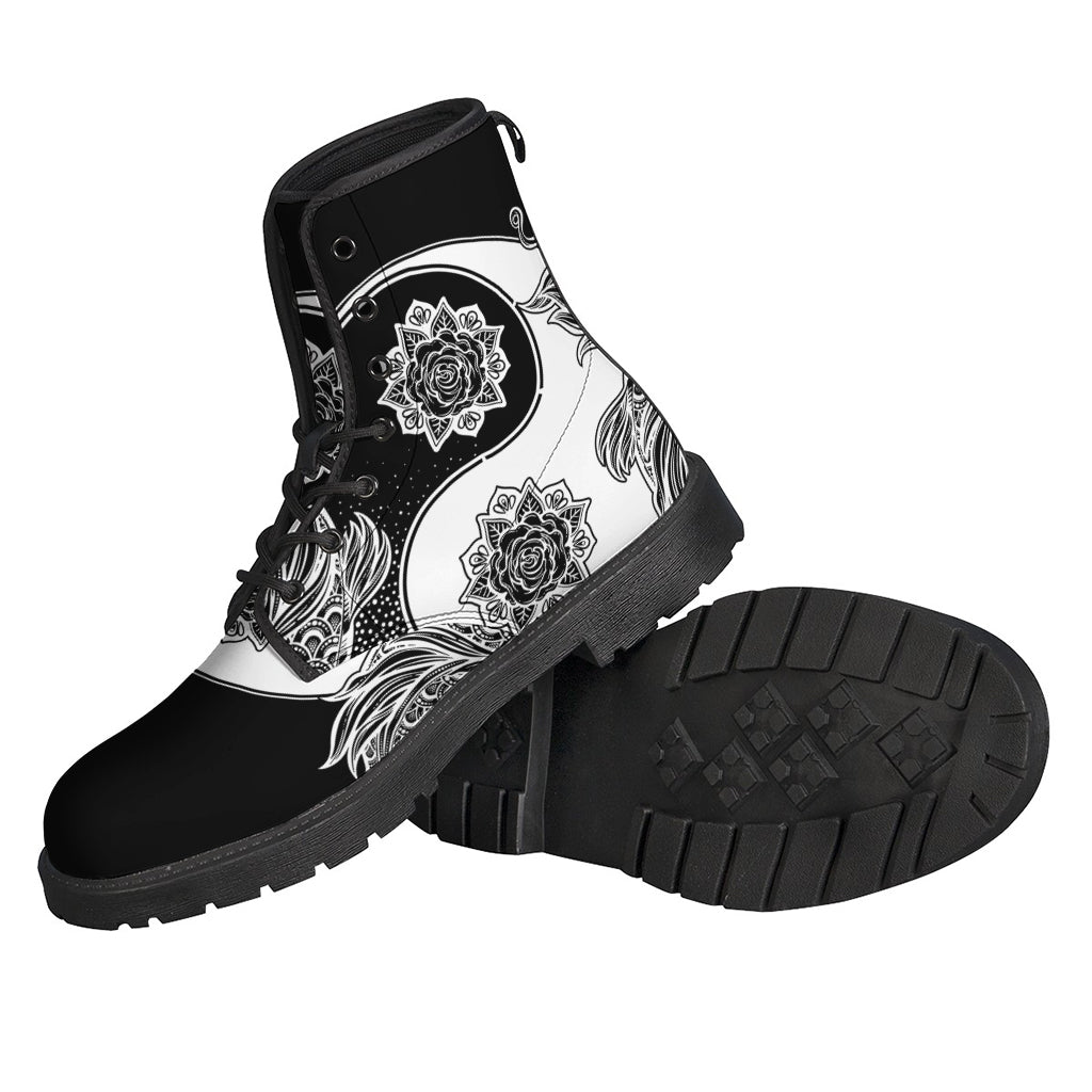 Yin and Yang Koi Carp Leather Boots: The Ultimate Hippie Footwear - 2