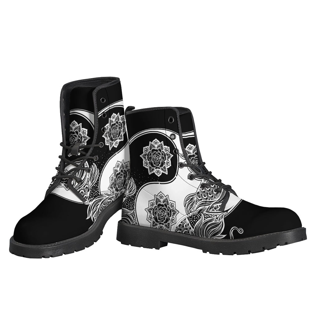 Yin and Yang Koi Carp Leather Boots: The Ultimate Hippie Footwear - 3