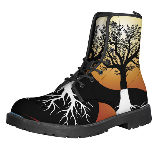 Yin Yang Tree of Life Leather Boots: Lightweight kicks for stylish hippies - 1