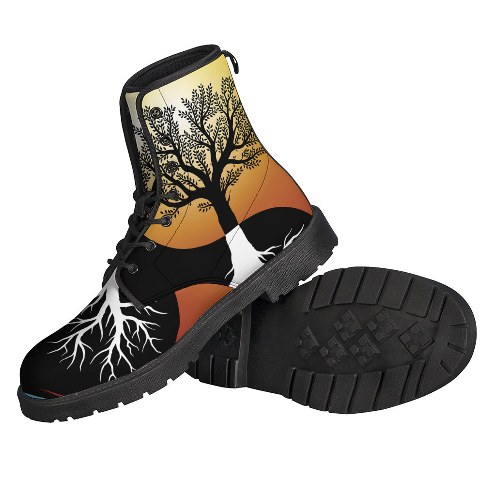 Yin Yang Tree of Life Leather Boots: Lightweight kicks for stylish hippies - 2