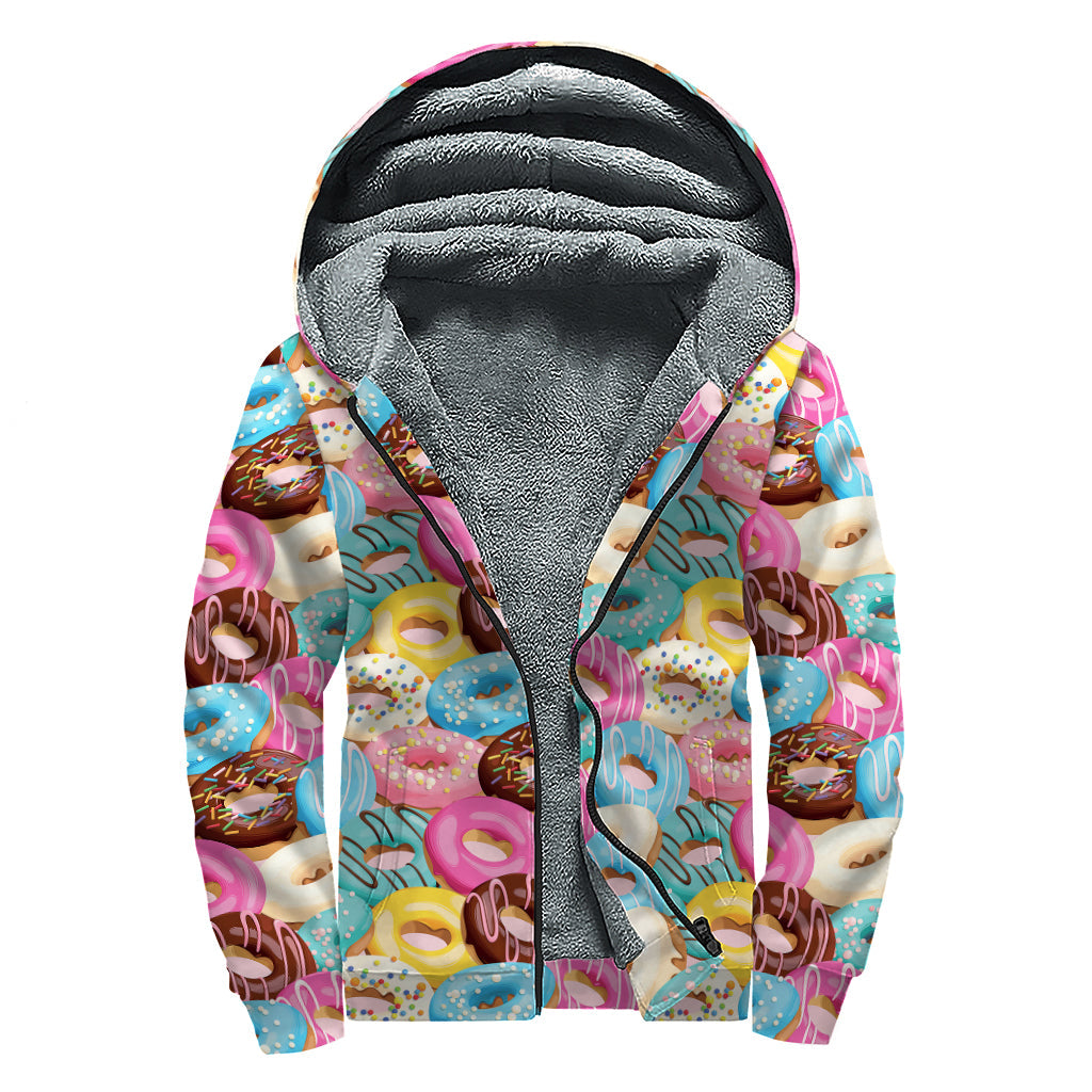 Groovy Donut Delight Sherpa Lined Zip Up Hoodie for Trendy Hippies - 1