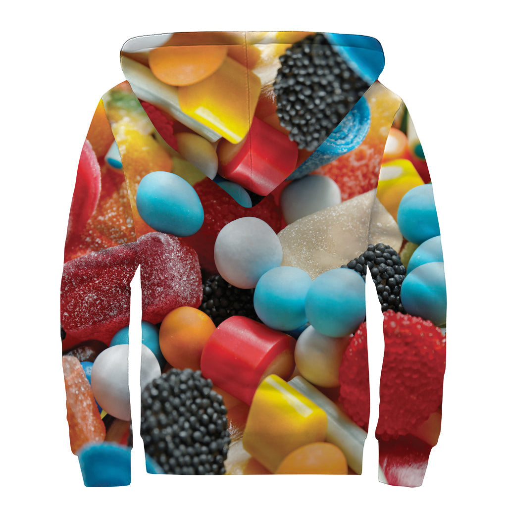 Yummy Gummy Print Sherpa Lined Hippie Zip Up Hoodie - 2