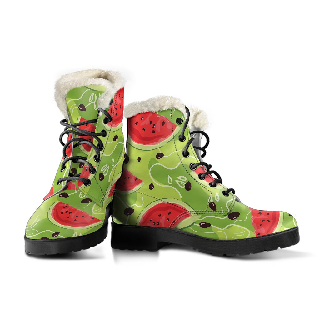 Watermelon Vibes Faux Fur Leather Boots for Modern-Day Hippies - 3