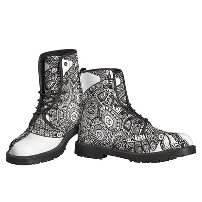 Zentangle Sea Turtle Leather Lightweight Boots for Free-Spirited Hippies - 3