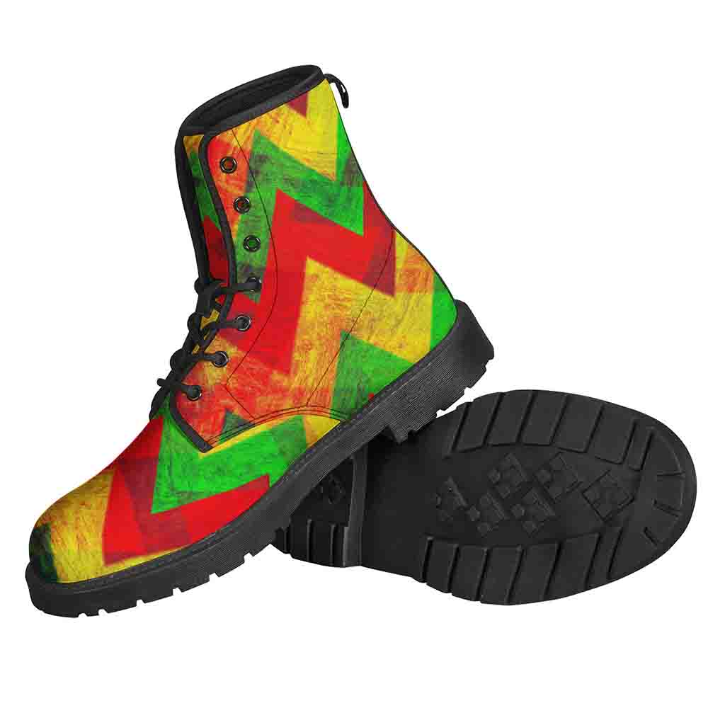 Zig Zag Reggae Pattern Leather Lightweight Boots for Hipsters and Hippies - 2