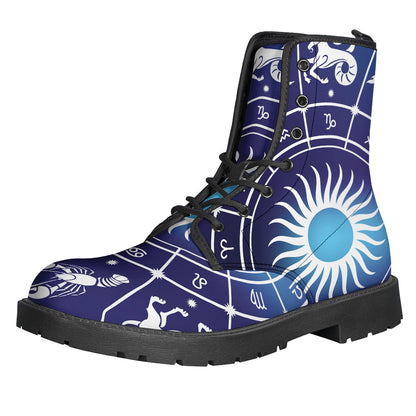 Get Groovy in our Zodiac Horoscopes Leather Boots for Hippies - 1