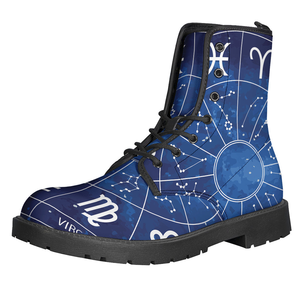 Zodiac Signs Wheel Print Leather Boots: A Hippie's Dream Come True - 1