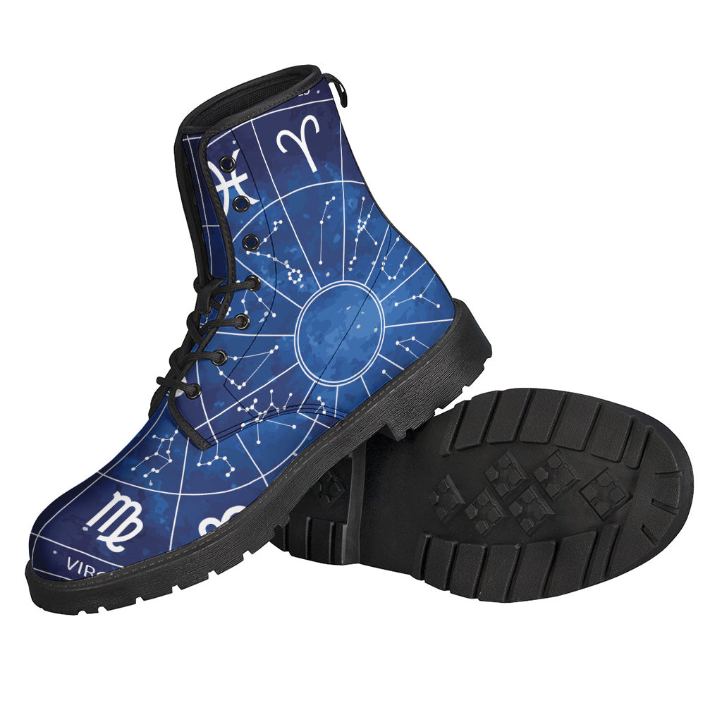 Zodiac Signs Wheel Print Leather Boots: A Hippie's Dream Come True - 2