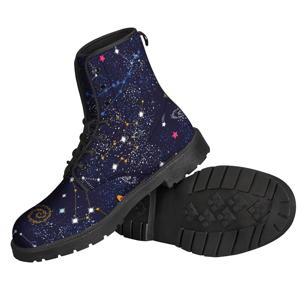 Galaxy Space Print Leather Lightweight Boots for the Ultimate Hippie Chic - 2