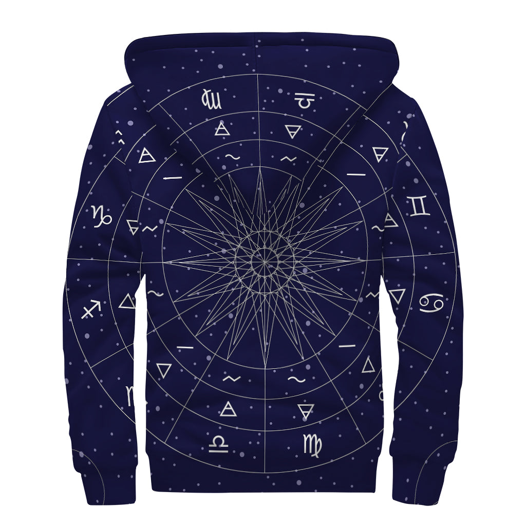 Zodiac Symbols Circle Print Sherpa Lined Zip Up Hoodie for Boho-Chic Dreamers - 2