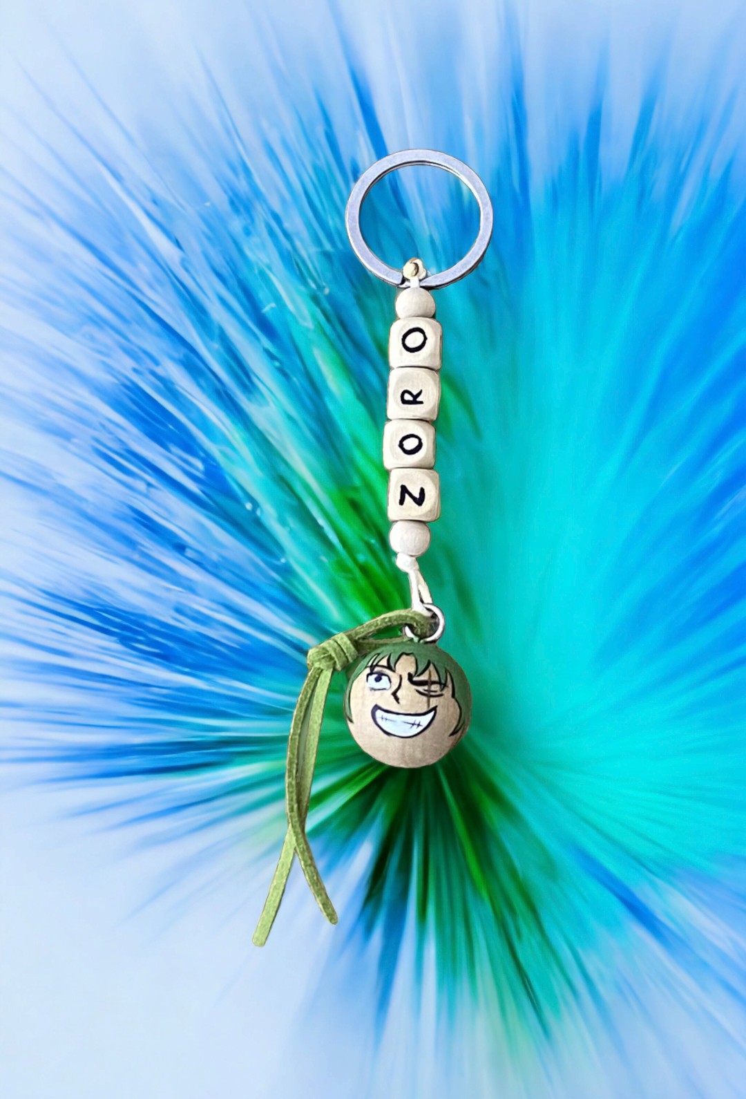 Emerald Blossoms - Zoro Wooden Bead Keychain